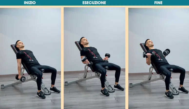 Curl su panca inclinata