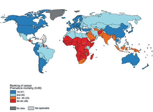 Grafico stime di incidenza e mortalità in tutto il mondo per 36 tipologie tumori in 185 Paesi nell'anno 2020